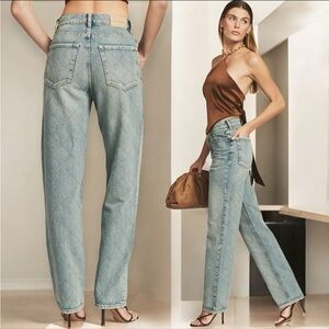 Retrofete Light Blue  diagonal stitch Straight Leg Jeans, size 28